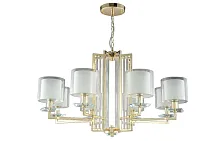 Люстра подвесная NICOLAS SP-PL8 GOLD/WHITE Crystal Lux белая на 8 ламп, основание золотое в стиле современный Люстра подвесная NICOLAS SP-PL8 GOLD/WHITE Crystal Lux белая на 8 ламп, основание золотое в стиле современный